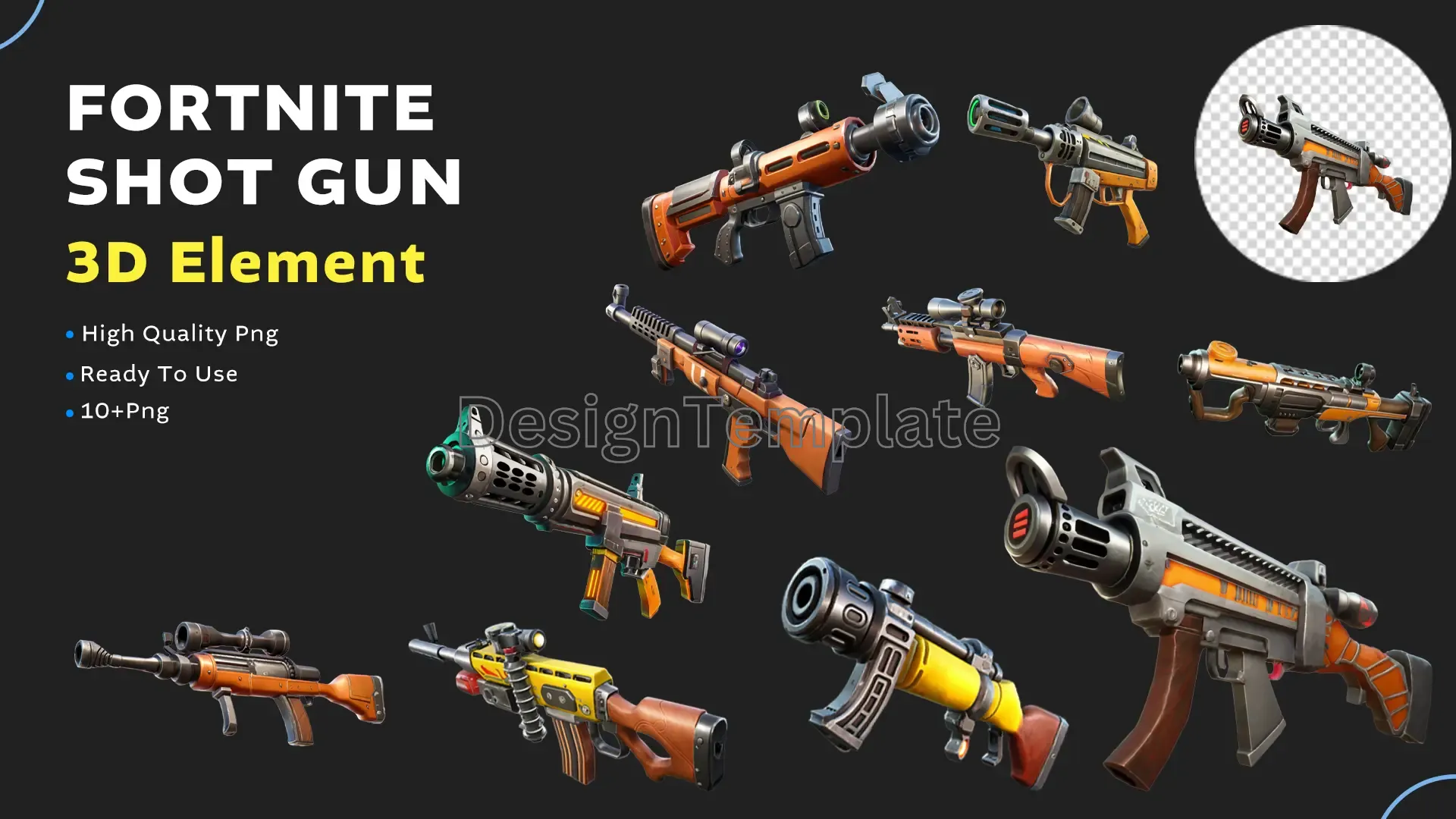 Battle Royale Arsenal Fortnite Shot Gun 3D Elements Pack